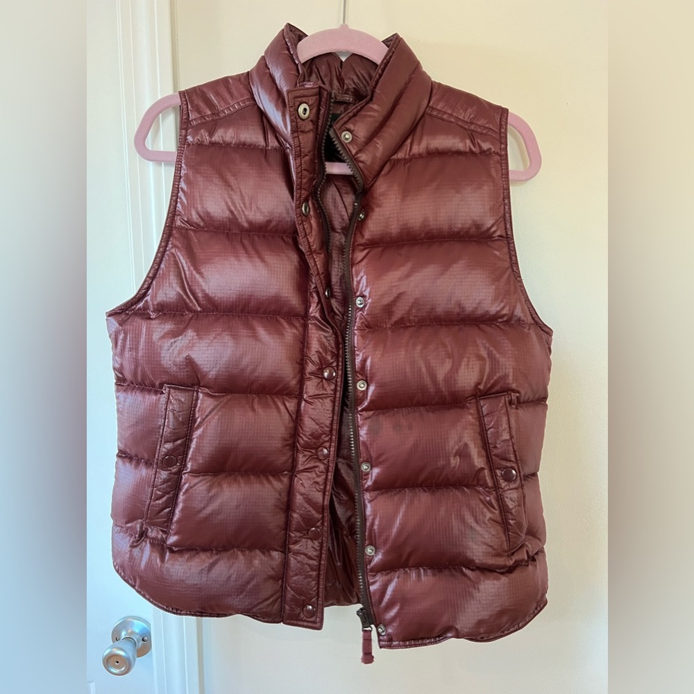 NWOT J.CREW Women’s Puffer Vest in Maroon/Copper